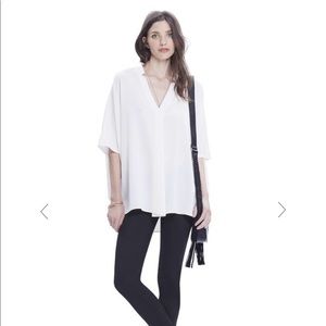 HATCH notch blouse in white